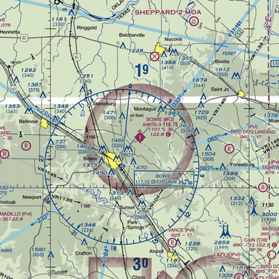 Bowie Municipal Airport (0F2) VFR Sectional  Gaming Mouse Pad