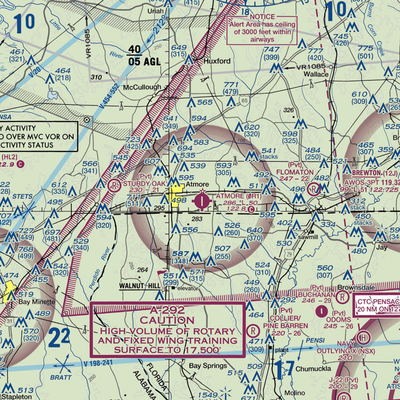 Atmore Municipal Airport (0R1) VFR Sectional  Gaming Mouse Pad