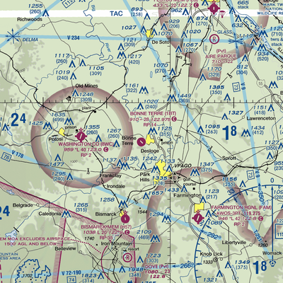 Bonne Terre Municipal Airport (1BT) VFR Sectional  Gaming Mouse Pad