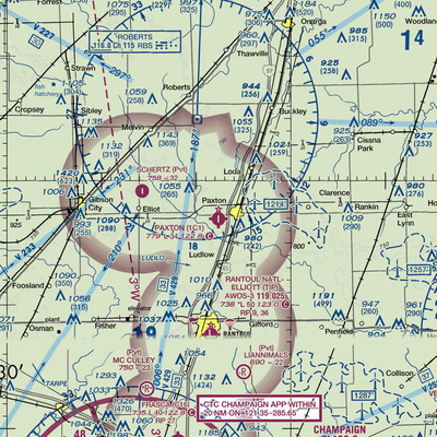 Paxton Airport (1C1) VFR Sectional  Gaming Mouse Pad