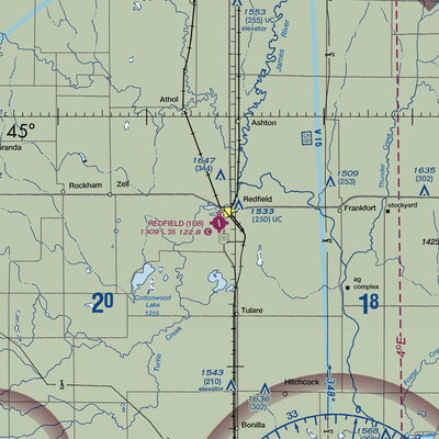 Redfield Municipal Airport (1D8) VFR Sectional  Gaming Mouse Pad