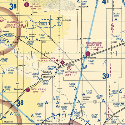 Satanta Municipal Airport (1K9) VFR Sectional  Gaming Mouse Pad