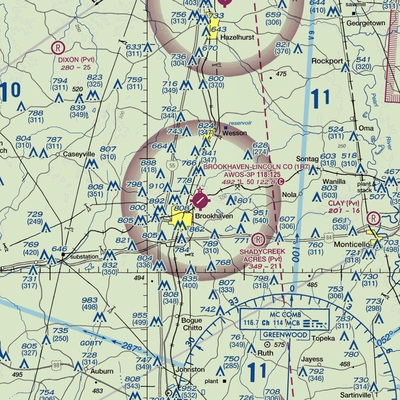 Brookhaven-Lincoln County Airport (1R7) VFR Sectional  Gaming Mouse Pad