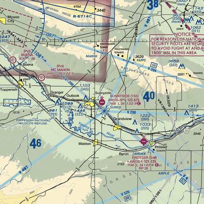 Sunnyside Municipal Airport (1S5) VFR Sectional  Gaming Mouse Pad