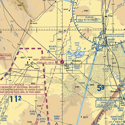 Mud Lake/West Jefferson County/ Airport (1U2) VFR Sectional  Gaming Mouse Pad