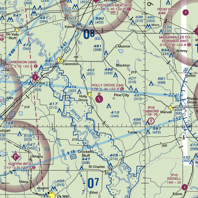 Holly Grove Municipal Airport (2A6) VFR Sectional  Gaming Mouse Pad