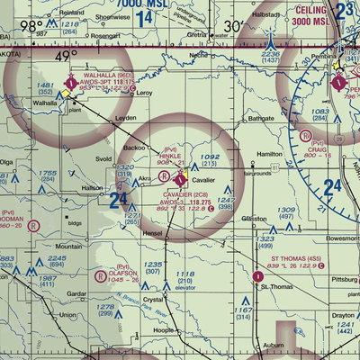 Cavalier Municipal Airport (2C8) VFR Sectional  Gaming Mouse Pad