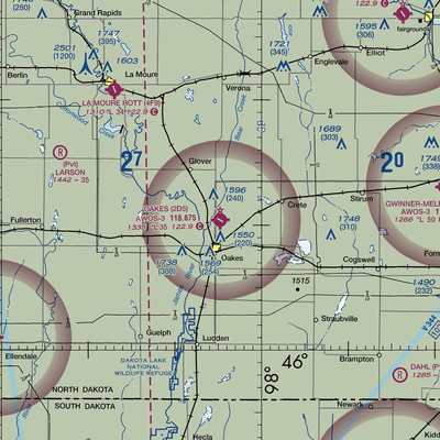 Oakes Municipal Airport (2D5) VFR Sectional  Gaming Mouse Pad