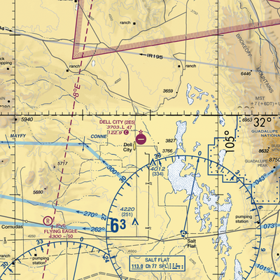 Dell City Municipal Airport (2E5) VFR Sectional  Gaming Mouse Pad