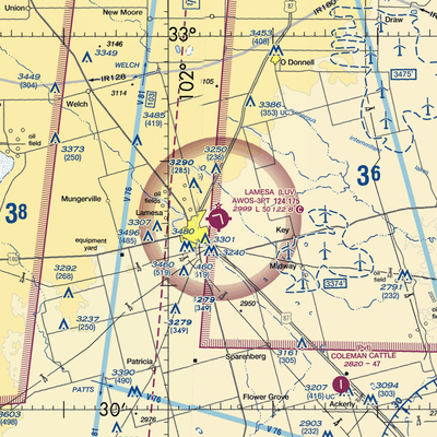 Lamesa Municipal Airport (LUV) VFR Sectional  Gaming Mouse Pad