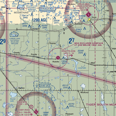 Rolette Airport (2H9) VFR Sectional  Gaming Mouse Pad