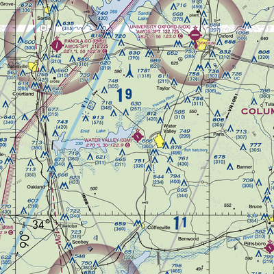 Water Valley Municipal Airport (33M) VFR Sectional  Gaming Mouse Pad