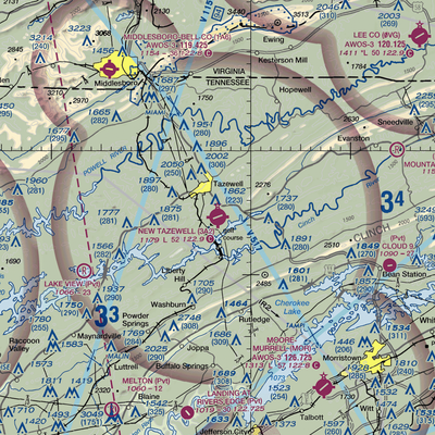 New Tazewell Municipal Airport (3A2) VFR Sectional  Gaming Mouse Pad