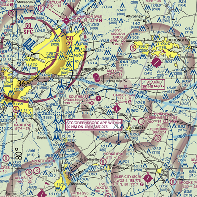 Southeast Greensboro Airport (3A4) VFR Sectional  Gaming Mouse Pad