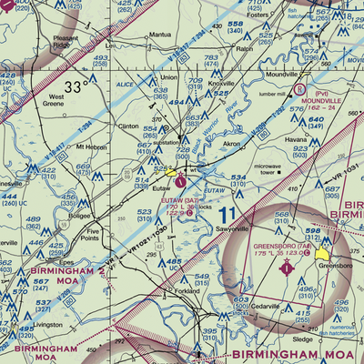 Eutaw Municipal Airport (3A7) VFR Sectional  Gaming Mouse Pad