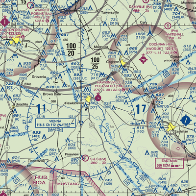 Hawkinsville Pulaski County Airport (51A) VFR Sectional  Gaming Mouse Pad