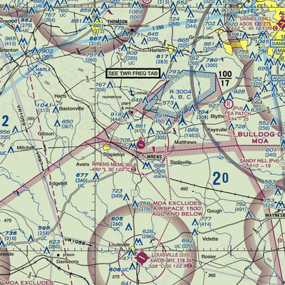 Wrens Memorial Airport (65J) VFR Sectional  Gaming Mouse Pad