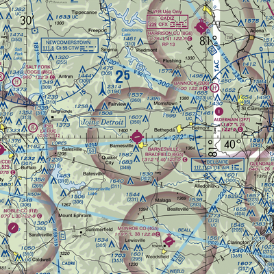 Barnesville Bradfield Airport (6G5) VFR Sectional  Gaming Mouse Pad