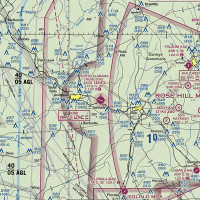 South Alabama Regional At Bill Benton Field Airport (79J) VFR Sectional  Gaming Mouse Pad