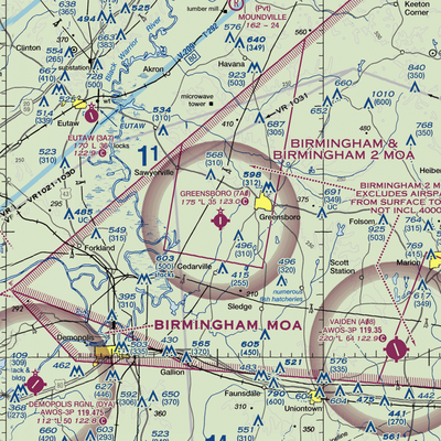 Greensboro Municipal Airport (7A0) VFR Sectional  Gaming Mouse Pad