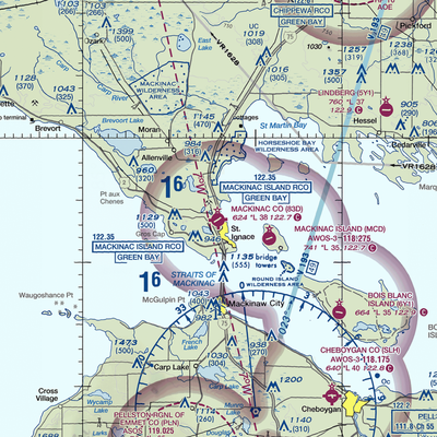 Mackinac County Airport (83D) VFR Sectional  Gaming Mouse Pad