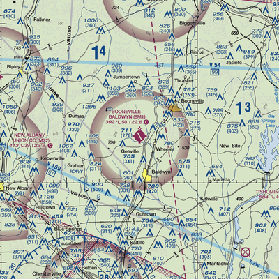 Booneville Baldwyn Airport (8M1) VFR Sectional  Gaming Mouse Pad