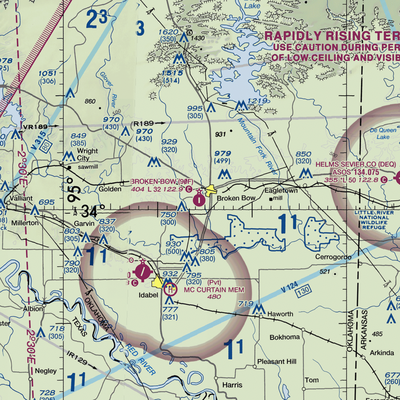 Broken Bow Airport (90F) VFR Sectional  Gaming Mouse Pad