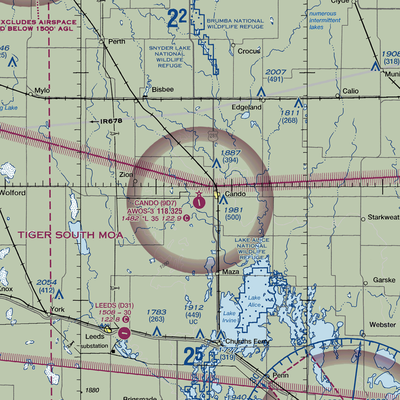 Cando Municipal Airport (9D7) VFR Sectional  Gaming Mouse Pad