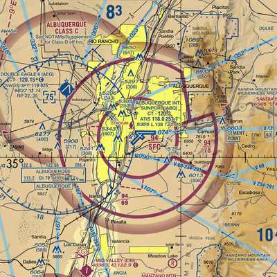 Albuquerque International Sunport (ABQ) VFR Sectional  Gaming Mouse Pad