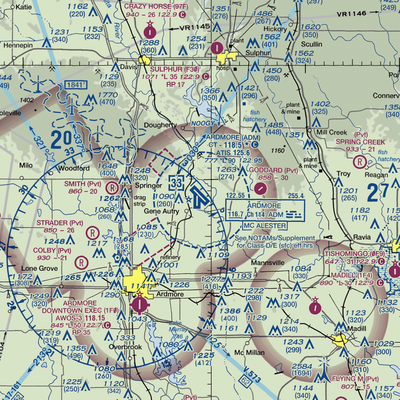 Ardmore Municipal Airport (ADM) VFR Sectional  Gaming Mouse Pad