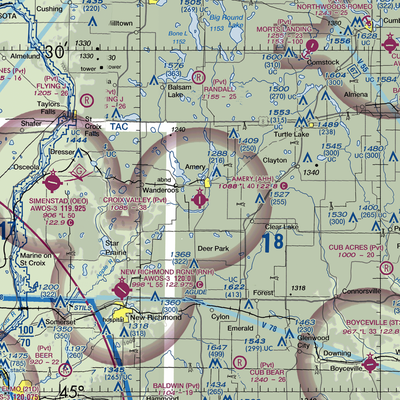 Amery Municipal Airport (AHH) VFR Sectional  Gaming Mouse Pad