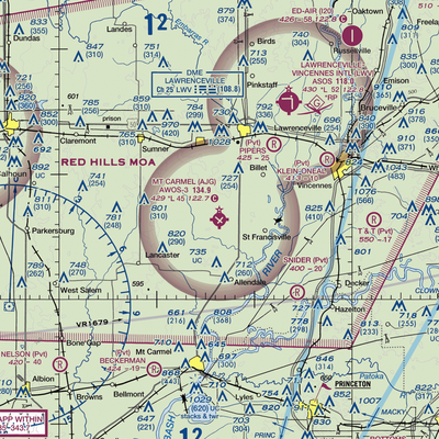 Mount Carmel Municipal Airport (AJG) VFR Sectional  Gaming Mouse Pad