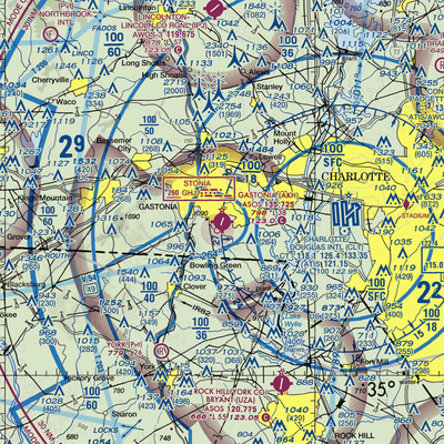 Gastonia Municipal Airport (AKH) VFR Sectional  Gaming Mouse Pad