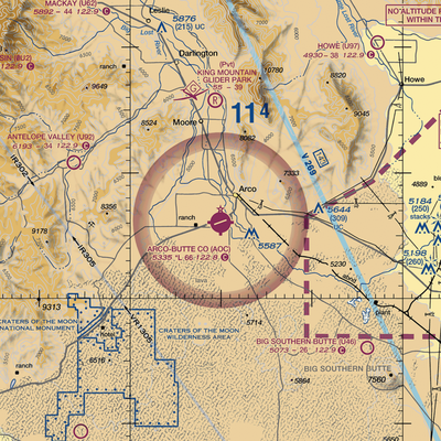 Arco Butte County Airport (AOC) VFR Sectional  Gaming Mouse Pad