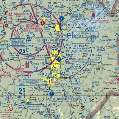 Springdale Municipal Airport (ASG) VFR Sectional  Gaming Mouse Pad