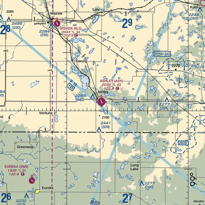 Ashley Municipal Airport (ASY) VFR Sectional  Gaming Mouse Pad