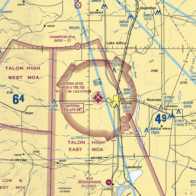 Artesia Municipal Airport (ATS) VFR Sectional  Gaming Mouse Pad