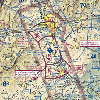 Asheville Regional Airport (AVL) VFR Sectional  Gaming Mouse Pad