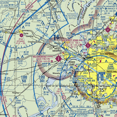 West Memphis Municipal Airport (AWM) VFR Sectional  Gaming Mouse Pad