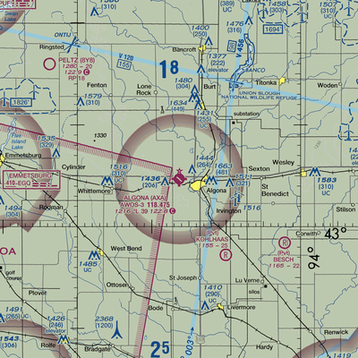 Algona Municipal Airport (AXA) VFR Sectional  Gaming Mouse Pad