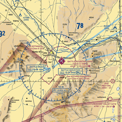 Battle Mountain Airport (BAM) VFR Sectional  Gaming Mouse Pad