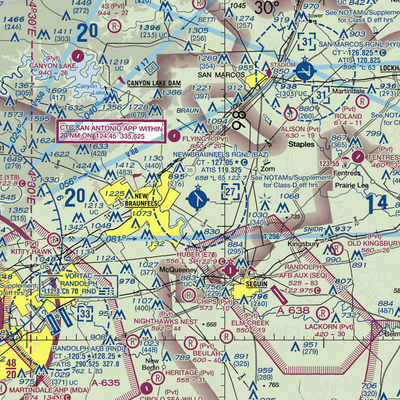 New Braunfels Municipal Airport (BAZ) VFR Sectional  Gaming Mouse Pad