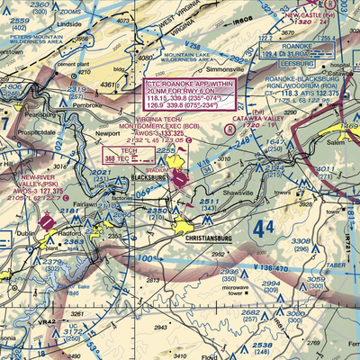 Virginia Tech Montgomery Executive Airport (BCB) VFR Sectional  Gaming Mouse Pad