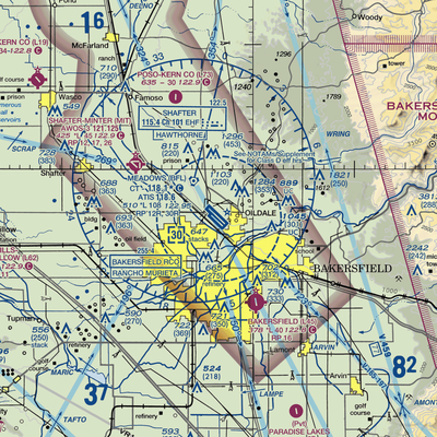 Meadows Field (BFL) VFR Sectional  Gaming Mouse Pad