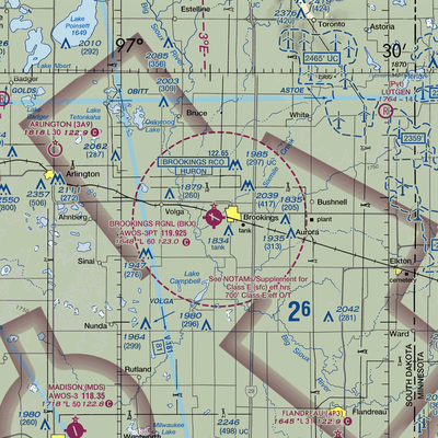 Brookings Regional Airport (BKX) VFR Sectional  Gaming Mouse Pad