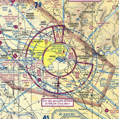 Boise Air Terminal/Gowen Field (BOI) VFR Sectional  Gaming Mouse Pad