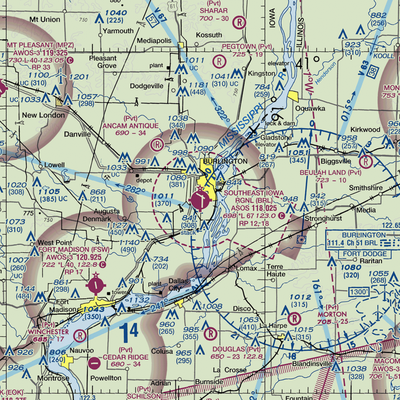 Southeast Iowa Regional Airport (BRL) VFR Sectional  Gaming Mouse Pad