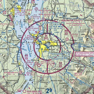 Burlington International Airport (BTV) VFR Sectional  Gaming Mouse Pad