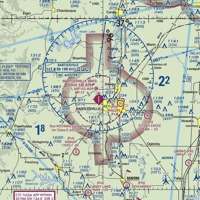 Bartlesville Municipal Airport (BVO) VFR Sectional  Gaming Mouse Pad