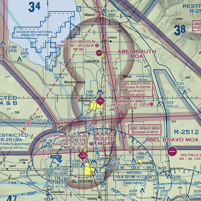 Brawley Municipal Airport (BWC) VFR Sectional  Gaming Mouse Pad